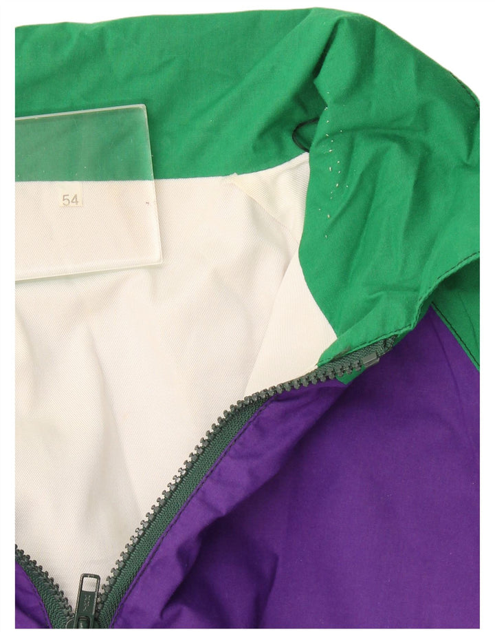 Vintage Herre vindtæt træningsdragt Topjakke IT 54 2XL Grøn Colourblock