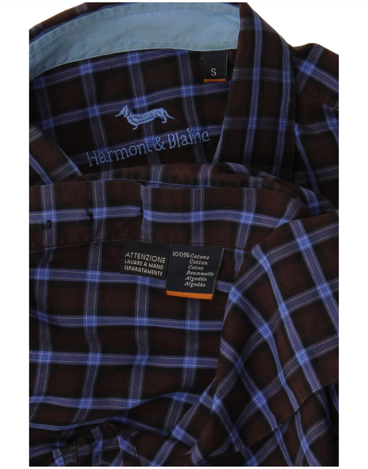 Harmont & Blaine herreskjorte lille marineblå ternet bomuld