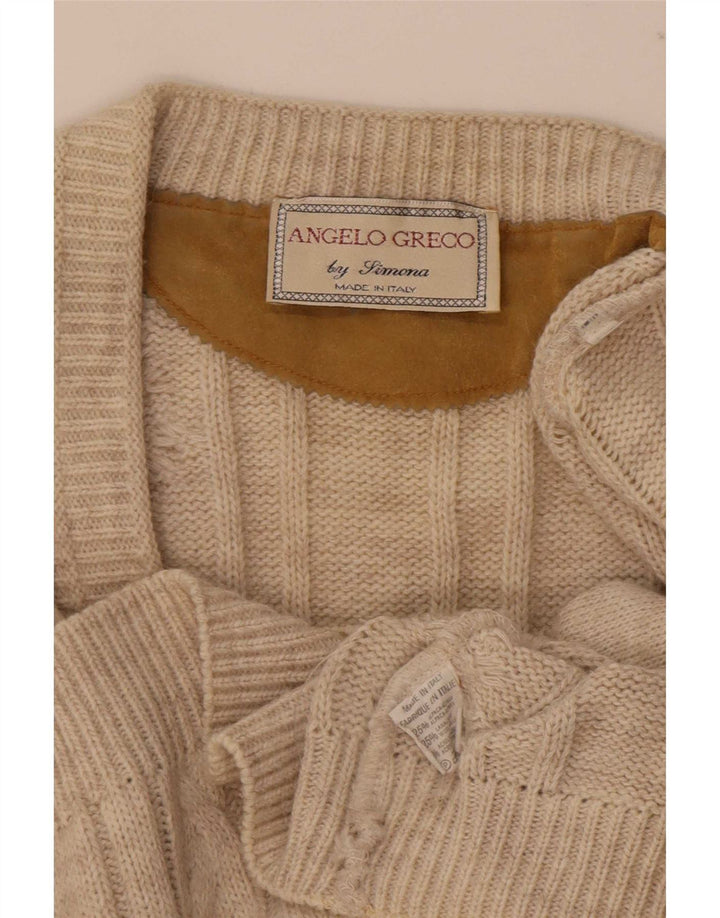 Angelo Greco Herre Cardigan Sweater IT 48 Medium Beige Alpaca Uld