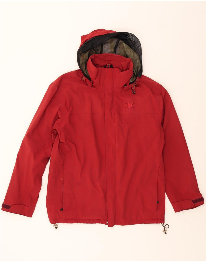 SALEWA Mens Hooded Windbreaker Jacket UK 38 Medium Red Polyamide Vintage SALEWA and Second-Hand SALEWA from Messina Hembry 
