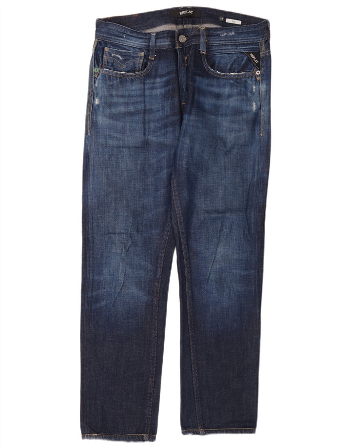 Replay Herre Rob Straight Jeans W29 L30 Blå Bomuld