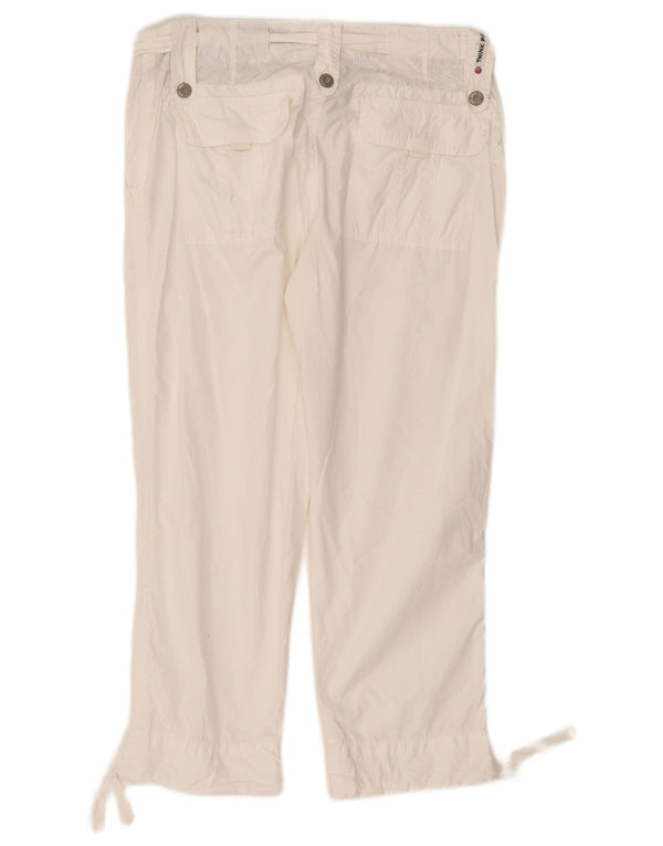 Think Pink Womens Capri Cargo Trousers IT 44 Medium W30 L21 White Cotton