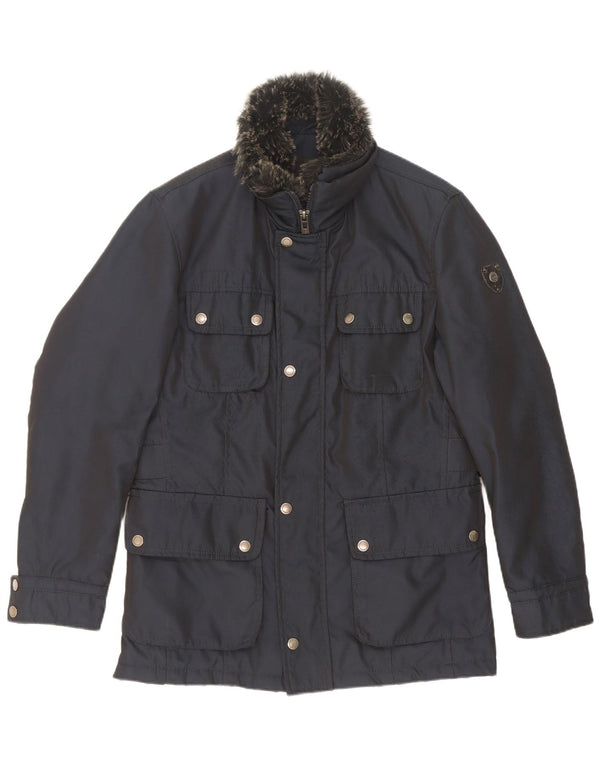 Wampum Herre Utility Jacket UK 38 Medium Navy Blue Polyester