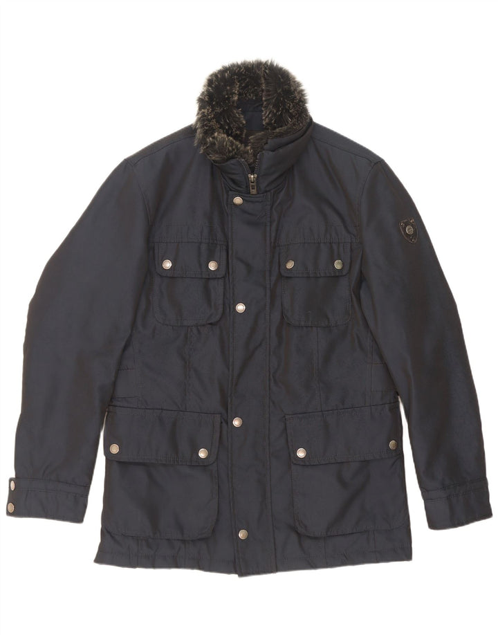 Wampum Herre Utility Jacket UK 38 Medium Navy Blue Polyester