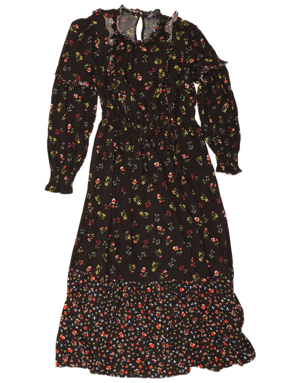 Marks & Spencer Dame Maxi Dress UK 10 Small Black Floral Viscose