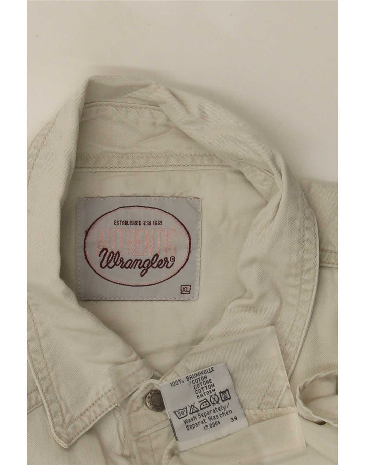 Wrangler Denimskjorte til mænd XL Beige Bomuld