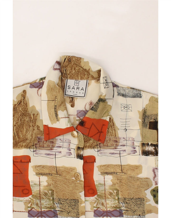 VINTAGE Womens Short Sleeve Shirt Blouse UK 18 XL Beige Patchwork Vintage Vintage and Second-Hand Vintage from Messina Hembry 