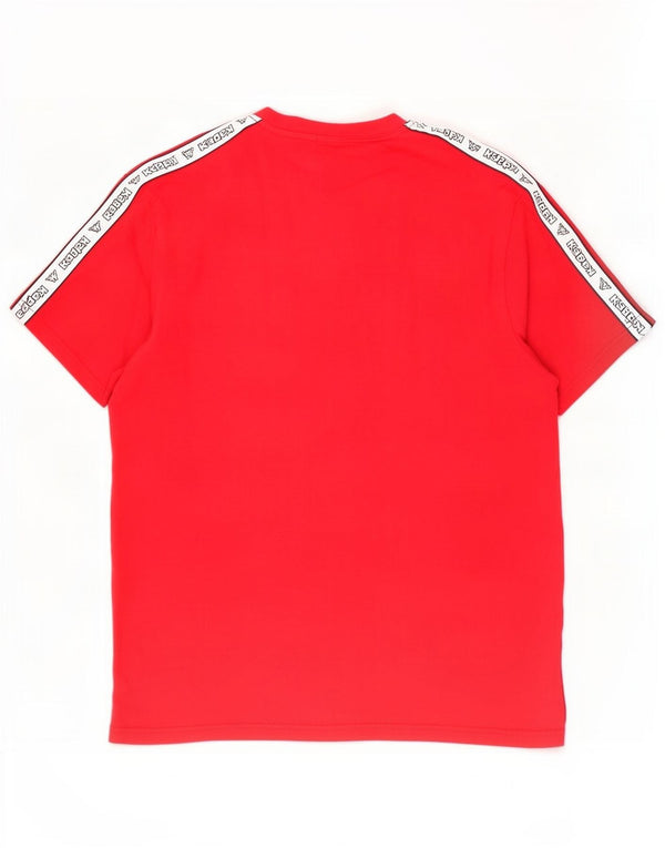 Kappa Herre grafisk T-shirt Top Medium Rød Colourblock Bomuld