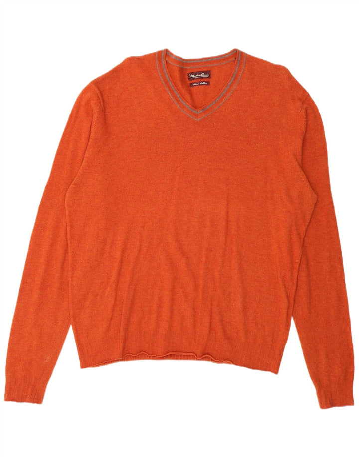 Marlboro Classics Herre V-hals sweater Medium Orange Uld