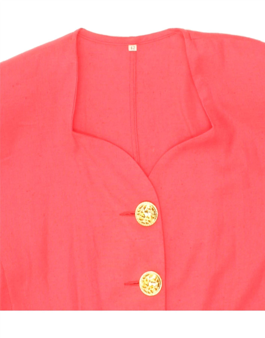 VINTAGE Womens Short Sleeve Shirt Blouse IT 42 Medium Red Linen Vintage Vintage and Second-Hand Vintage from Messina Hembry 