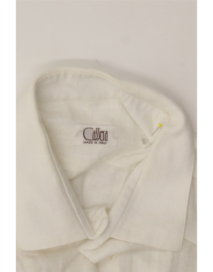 CASSERA Mens Short Sleeve Shirt Size 40 Medium White Vintage Cassera and Second-Hand Cassera from Messina Hembry 