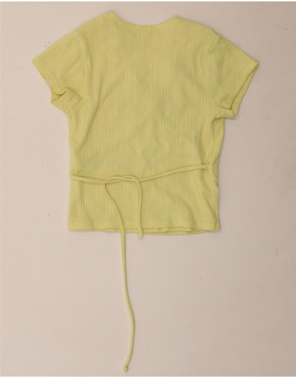 Levi's Womens Crop Wrap Cardigan Top UK 8 Small Yellow Bomuld