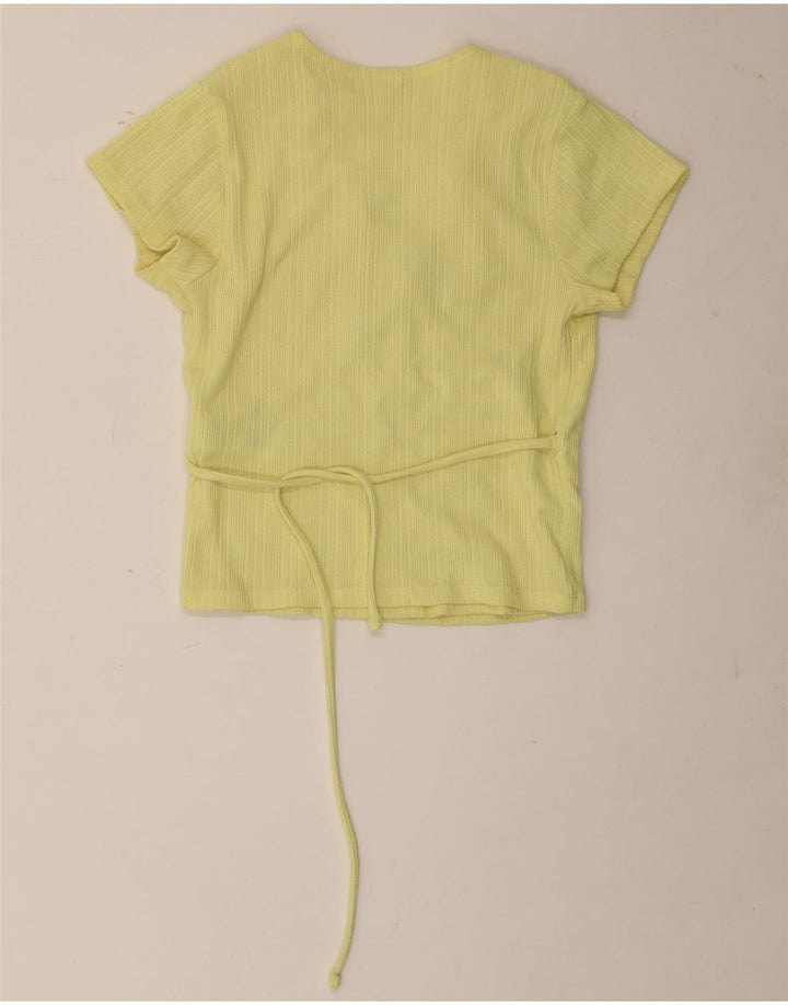 Levi's Womens Crop Wrap Cardigan Top UK 8 Small Yellow Bomuld