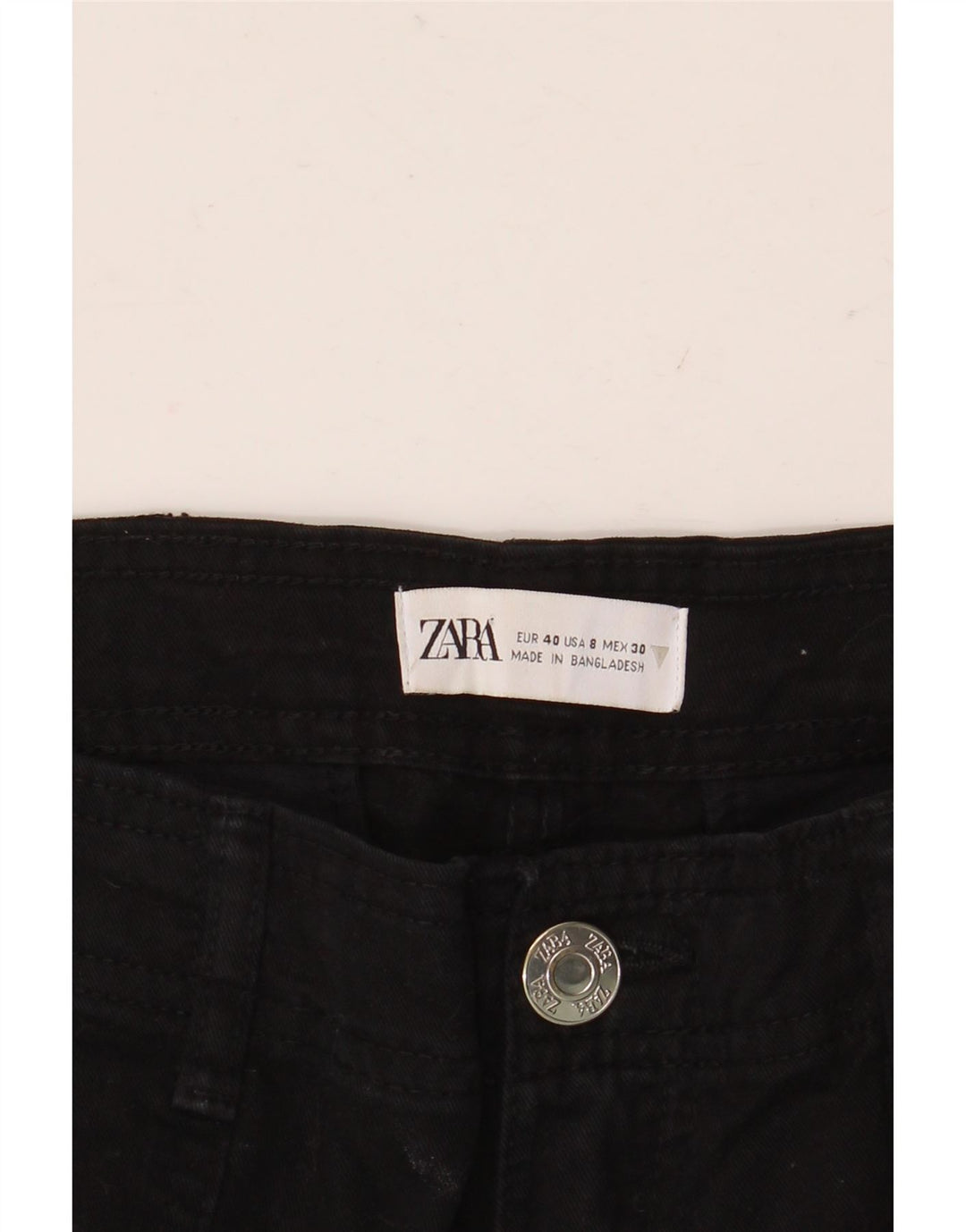 ZARA Dame Cargo Straight Jeans EU 40 Medium W30 L32 Sort