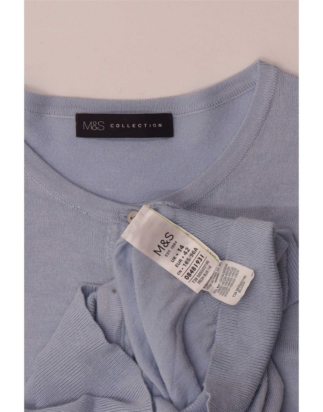 Marks & Spencer dame cardigan sweater UK 14 Medium Blue Viscose