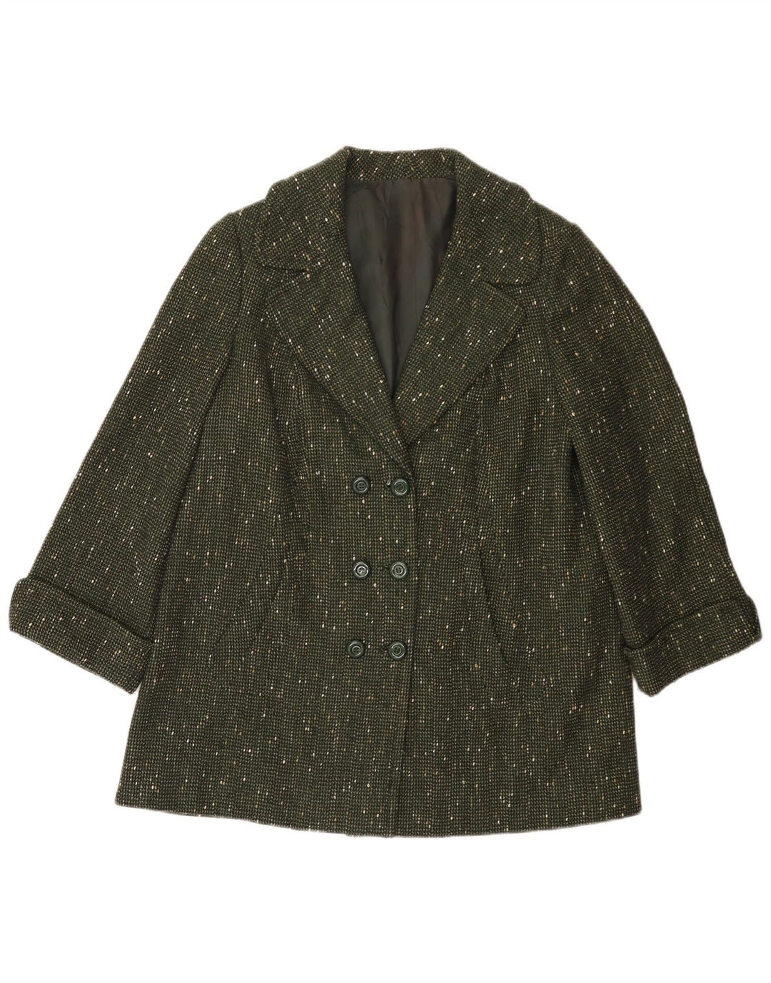Vintage overfrakke til kvinder UK 14 Large Green Flecked