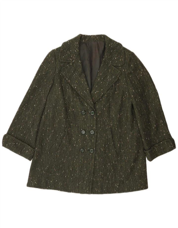 Vintage overfrakke til kvinder UK 14 Large Green Flecked