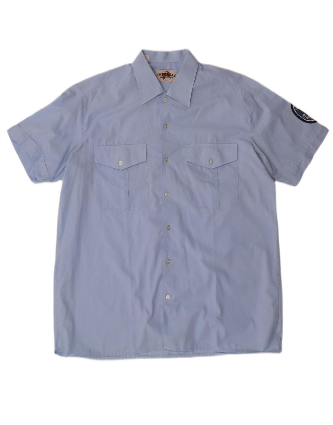 IMPERIAL Mens Short Sleeve Shirt Size 41/42 Large Blue Cotton