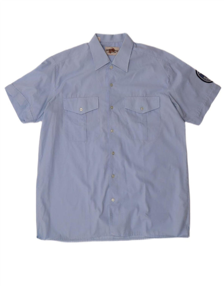 IMPERIAL Mens Short Sleeve Shirt Size 41/42 Large Blue Cotton