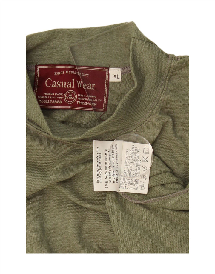 VINTAGE Mens Top Long Sleeve XL Khaki Cotton