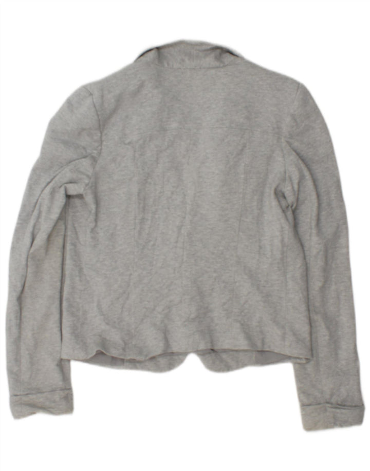 Zara Dame 1 Knap Blazer Jakke UK 14 Stor Grå Bomuld