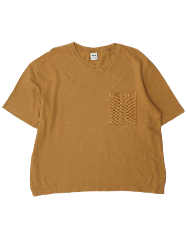 Zara Dame Oversized T-Shirt Top UK 12 Medium Brun