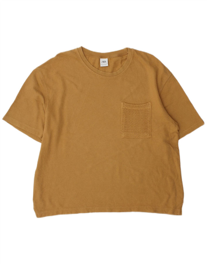 Zara Dame Oversized T-Shirt Top UK 12 Medium Brun