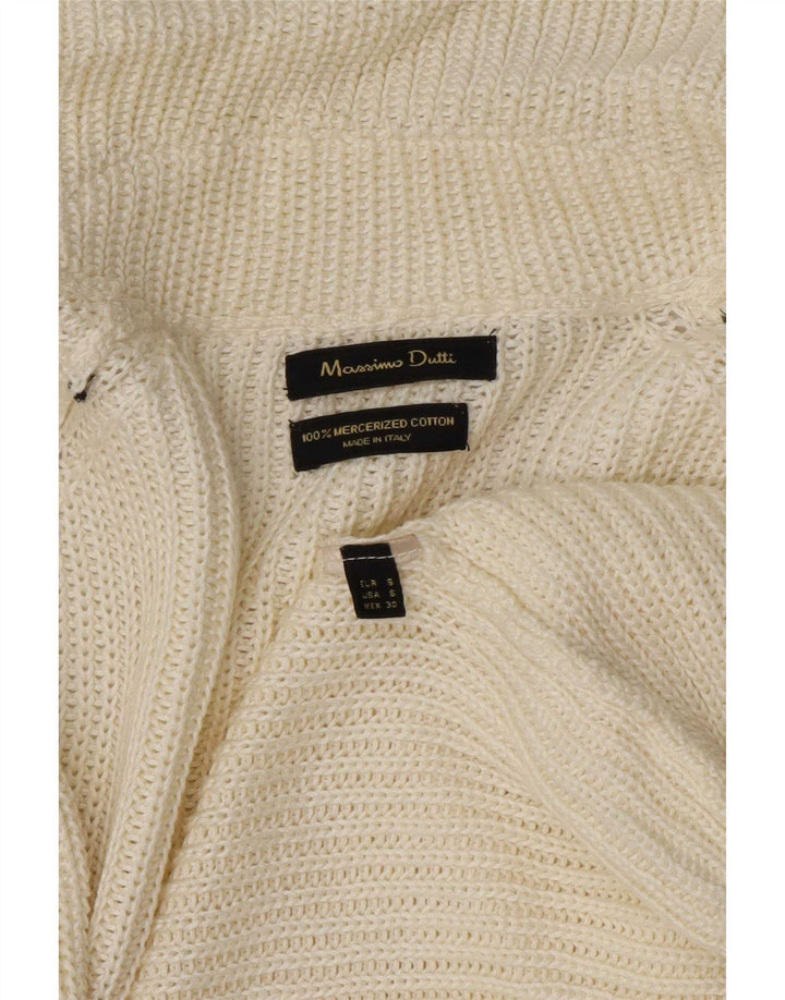 Massimo Dutti Dame Longline Open Cardigan Sweater UK 10 Small Off White