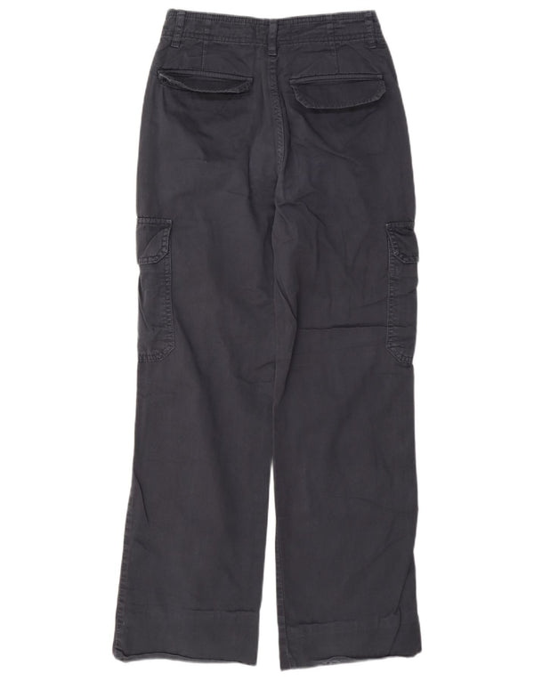 Zara Dame Højtalje Loose Fit Cargo Bukser EU 32 2XS W22 L28 Marineblå
