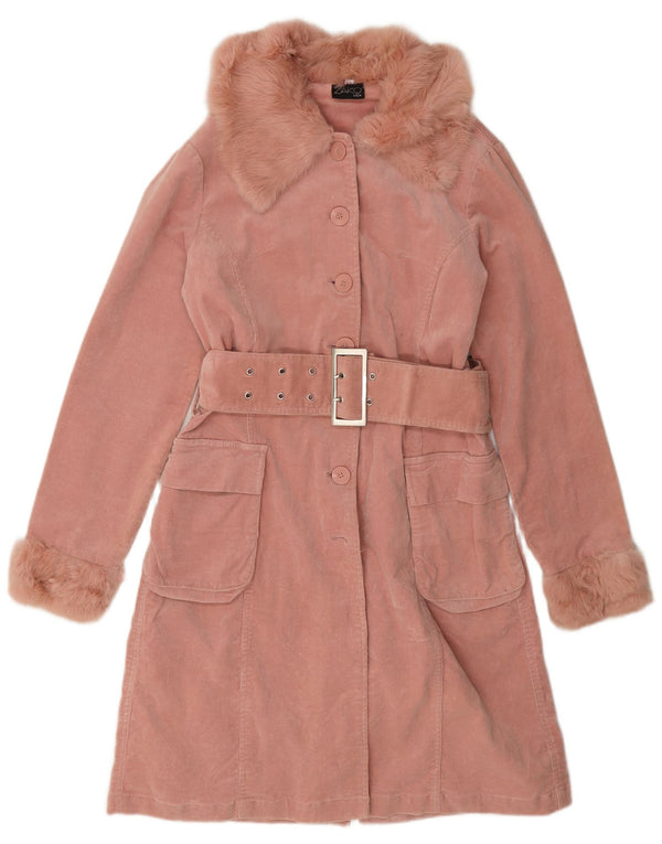 Vintage fløjlsfrakke til kvinder UK 10 Small Pink Bomuld