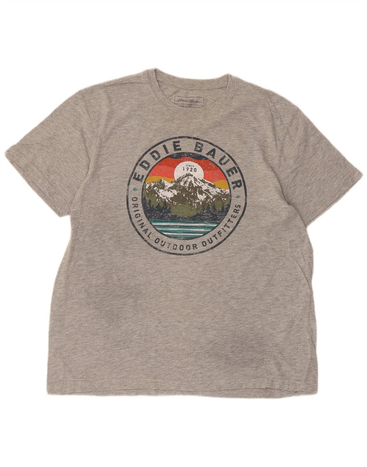 Eddie Bauer Herre grafisk T-shirt Top Stor Grå Flecked Bomuld