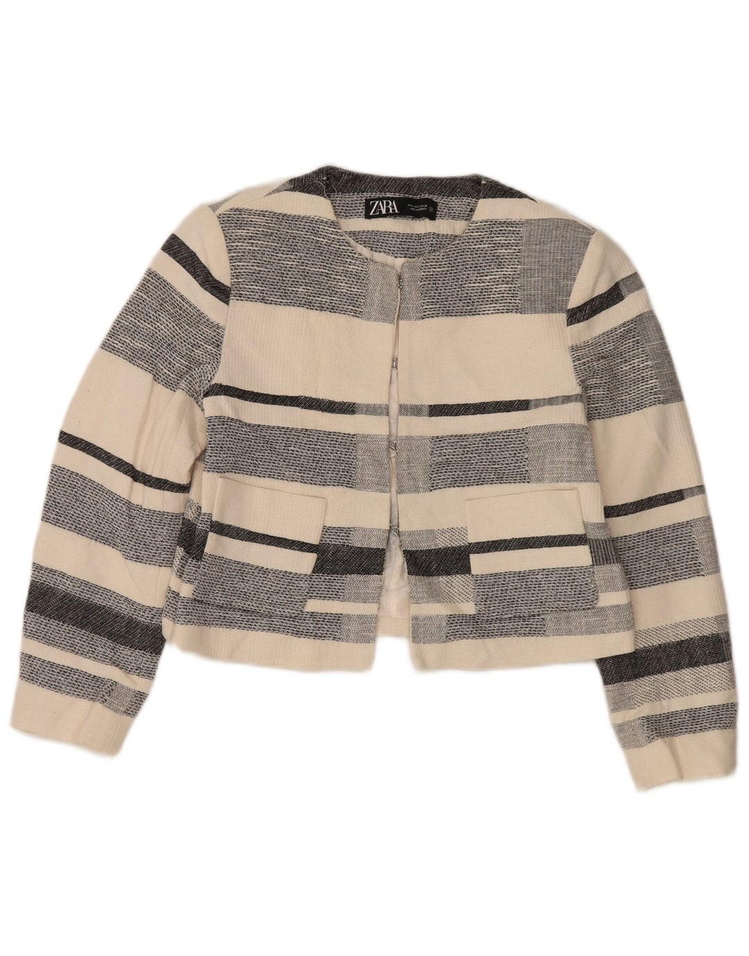 Zara Bolerojakke til kvinder UK 10 Small Off White Stribet