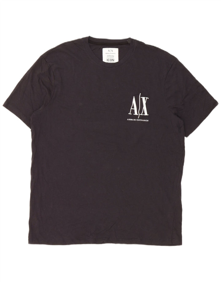 Armani Exchange Herre grafisk T-shirt Top Stor marineblå bomuld