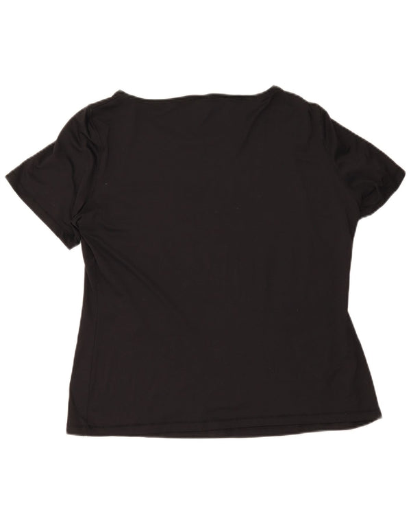 ELENA MIRO Dame Slim Fit Grafisk T-Shirt Top UK 12 Medium Sort