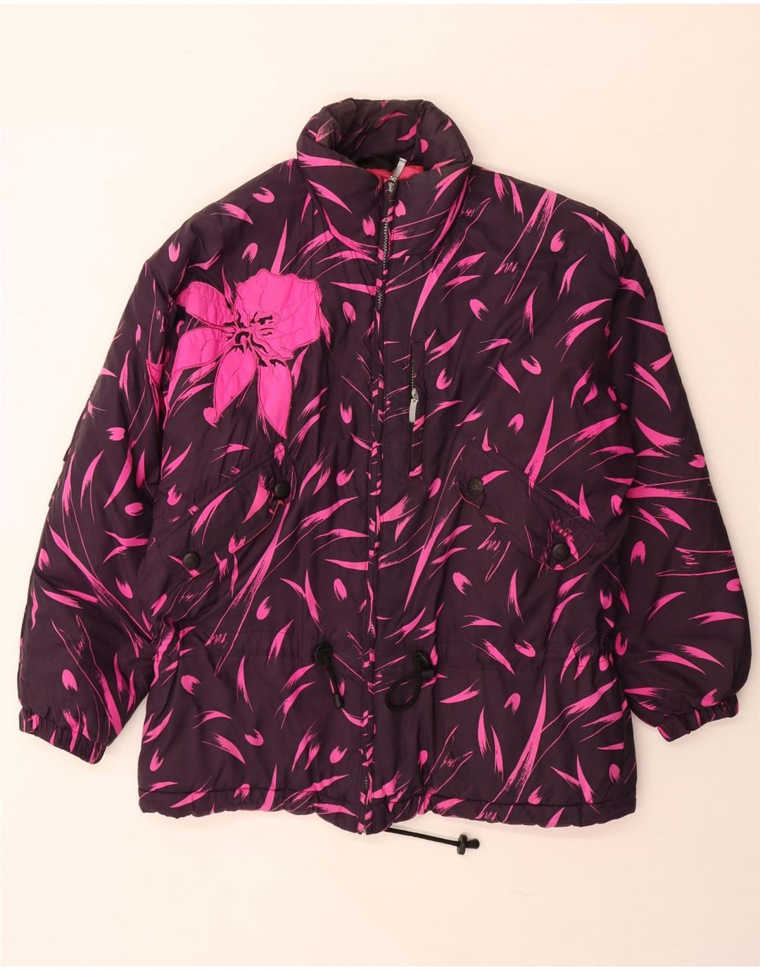 Diadora Dame Oversized Windbreaker Coat UK 14 Medium Purple Floral