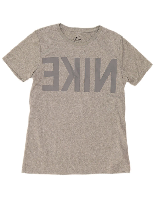Nike Herre Dri Fit grafisk T-shirt top lille grå polyester