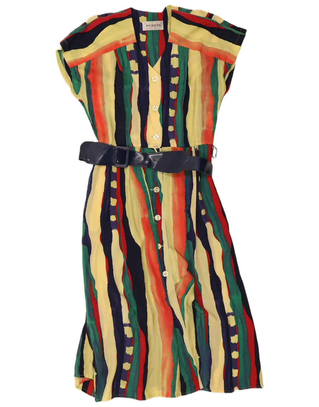 Puszta Kvinder Kortærmet Skjortekjole IT 44 Medium Flerfarvet Stribet