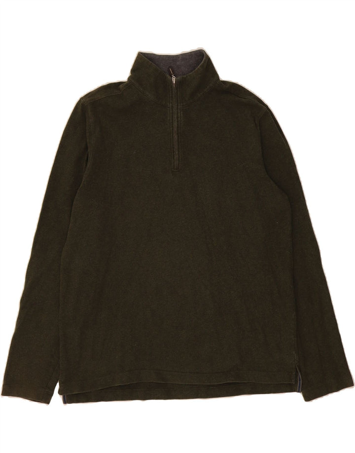 L.L.BEAN Mens Zip Neck Sweatshirt Jumper Large Khaki Vintage L.L.Bean and Second-Hand L.L.Bean from Messina Hembry 