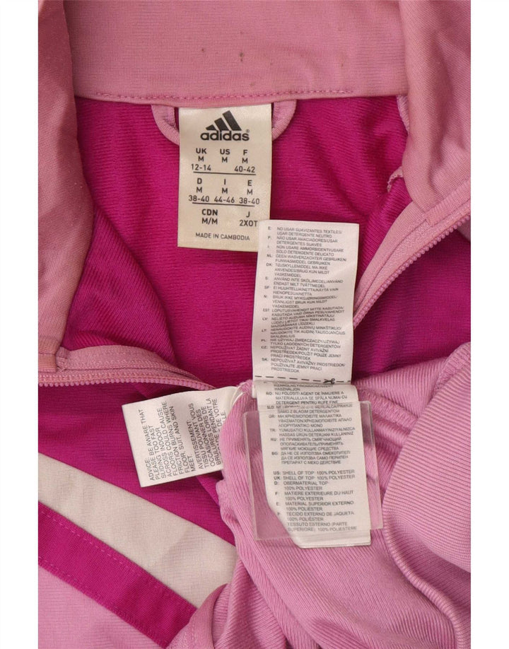 Adidas træningsdragt topjakke til kvinder UK 12/14 Medium Pink Colourblock