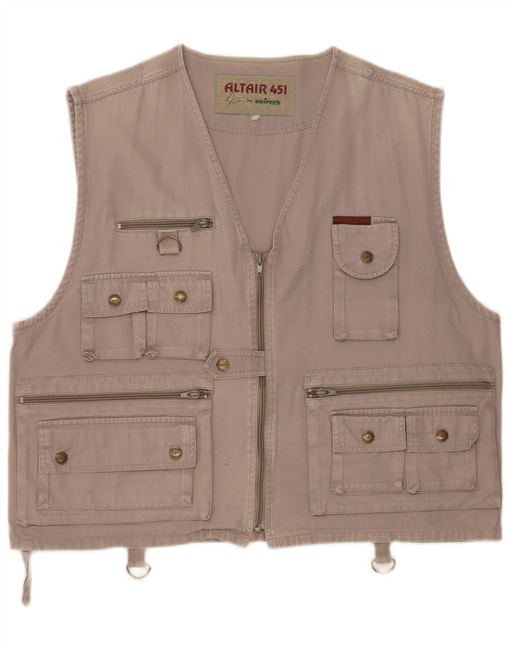 Vintage Herre Utility Gilet UK 38 Medium Grey