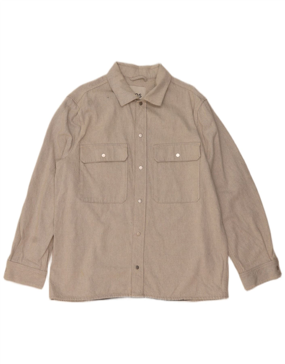 Cos Herre Relaxed Fit Flanellskjorte Stor Beige Bomuld