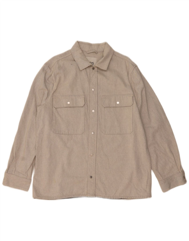 Cos Herre Relaxed Fit Flanellskjorte Stor Beige Bomuld