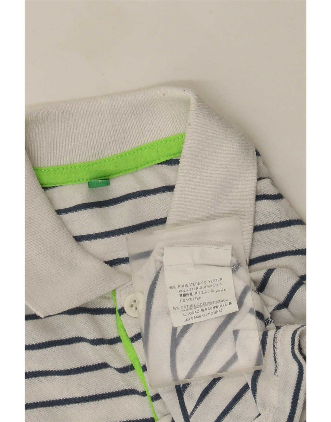 Benetton Boys Polo Shirt 8-9 År Stor Hvidstribet Polyester