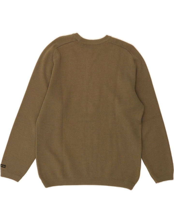 VINTAGE Womens Crew Neck Jumper Sweater UK 14 Large Khaki Vintage Vintage and Second-Hand Vintage from Messina Hembry 