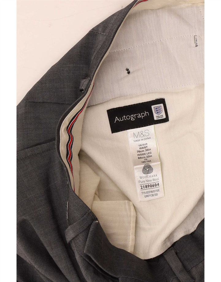 Marks & Spencer Herre Autograph Straight Suit Bukser W30 L33 Grå Uld