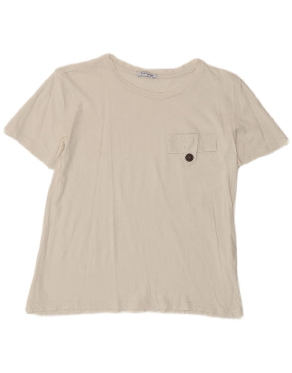 Zara Dame T-Shirt Top UK 10 Small White