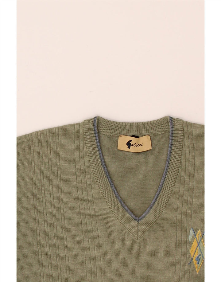 GABICCI Herre V-hals sweater Stor Khaki Uld