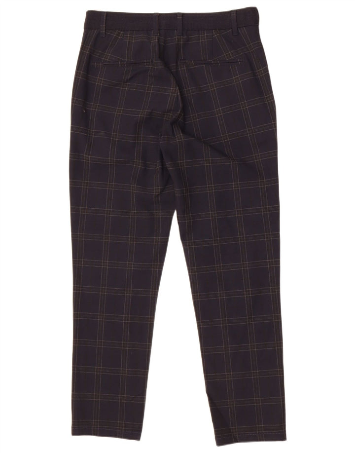 Zara koniske chinobukser til kvinder Small W28 L26 Marineblå ternet polyester