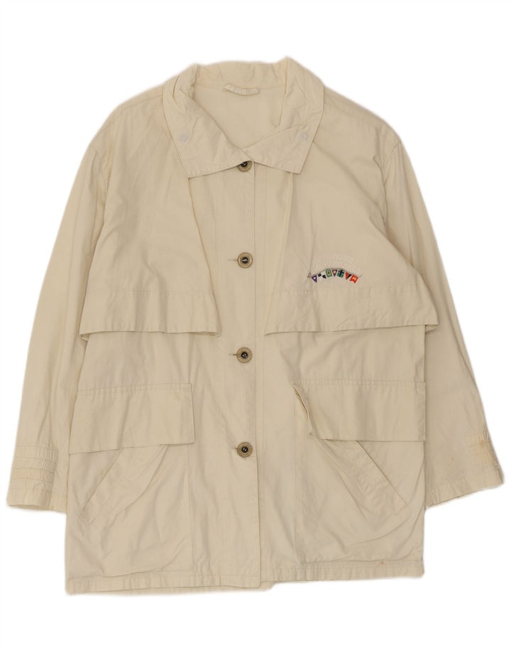Belfe Short Trench Coat til kvinder IT 42 Medium Off White Bomuld