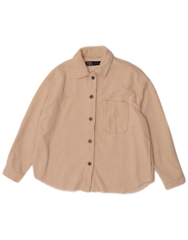 Zara Dame Oversized Corduroy Jacket UK 6 XS Beige